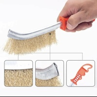 щетка металлическая ручная 250 мм, пластиковая рукоятка, красная, мягкая оптом